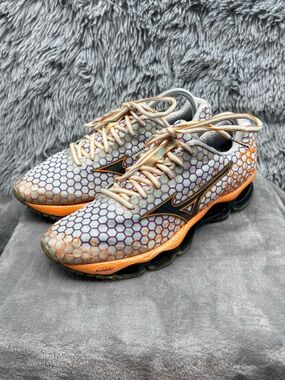 Mizuno Shoes Womens 10 Wave Prophecy 3 Running Sneakers J1GD140008 Gray Orange